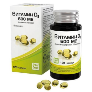 Реалкапс витамин д3 (холекальциферол) капсулы 600ме 410мг №120
