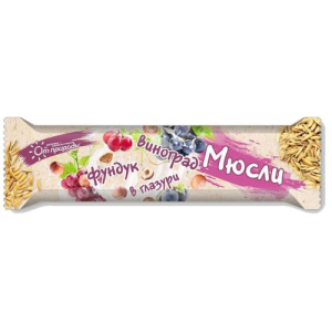 От природы батончик-мюсли 25г фундук + виноград в глазури на фруктозе