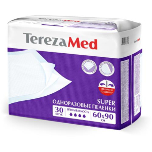 Терезамед пеленки одноразовые впитывающие №30  супер 60смх90см 