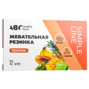 Авс хэлси фуд жевательная резинка №12 (16г) тропик без сахара  [abc healthy food]