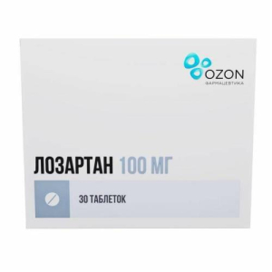 Лозартан таблетки покрытые пленочной оболочкой 100мг №30 