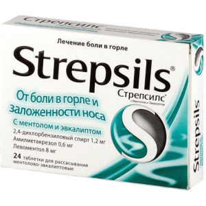 Стрепсилс c ментолом и эвкалиптом таблетки для рассасывания №24