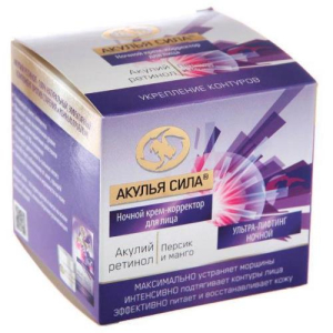 Акулья сила крем-корректор для лица 50мл акулий ретинол ночной ультра лифтинг персик +  манго