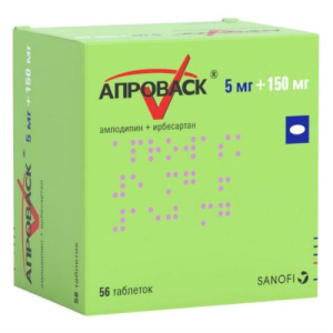 Апроваск таблетки покрытые пленочной оболочкой 5мг + 150мг №56