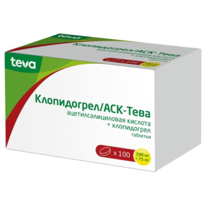 Клопидогрел/аск-тева таблетки 100мг + 75мг №100