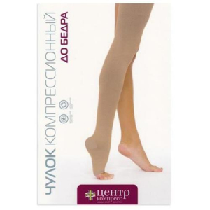 Центр компресс чулок компрессионный кругловязанный до бедра 2кл р 2 /арт чккв-цк/ крем