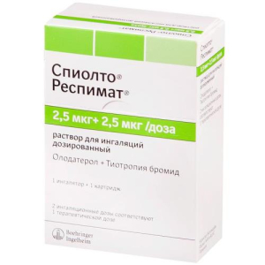 Спиолто респимат раствор для ингаляций 2.5мг + 2.5мг 4мл в комплекте с ингалятором респимат®