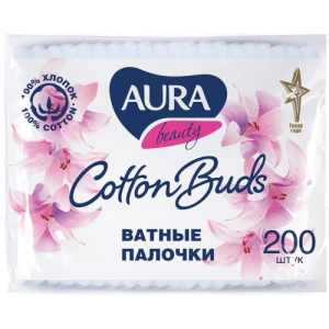 Аура бьюти палочки ватные №200 п/э