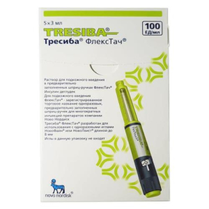 Тресиба раствор для подкожного введения 100ед/мл 3мл №5 шприц флекстач