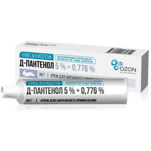 Д-пантенол плюс антисептик крем для наружного применения 5% + 0.776% 30г
