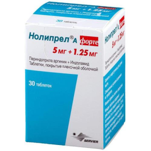 Нолипрел а форте таблетки покрытые пленочной оболочкой 5мг + 1.25мг №30