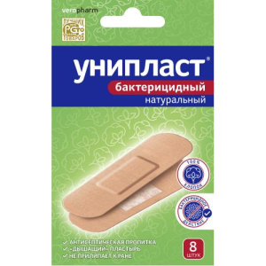 Унипласт лейкопластырь бактерицидный №8 1,9х7,2см натур