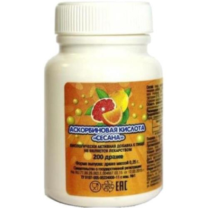 Аскорбиновая кислота сесана драже 0.25г №200 бад