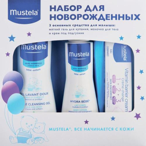 Мустела набор д/новорож. гель д/купания 500мл. +  молочко д/тела 300мл. + крем п/подгузник 50мл. [mustela]