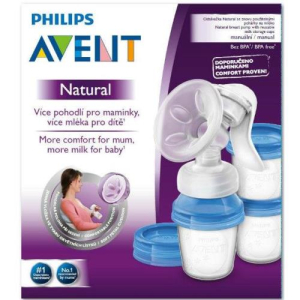 Авент натурал молокоотсос ручной (контейн. д/хран. груд. молока 3шт. +  соска +  чашка) /арт. scf330/13/