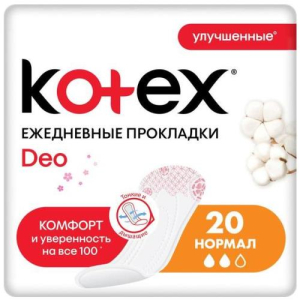 Котекс прокладки ежедневные №20 нормал део