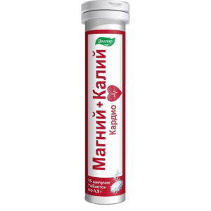 Эвалар магний + калий кардио таблетки шипучие №15 (бад)