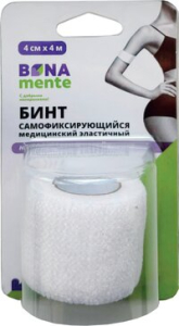 Бинт бона менте эластичный самофиксирующий полипропилен 4смх4м белый