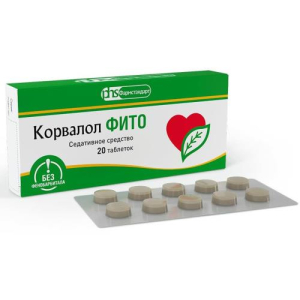 Корвалол фито таблетки 0.58мг + 14мг + 8.2мг №20