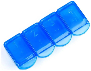 Таблетница 4 приема /синяя/прямоугольная