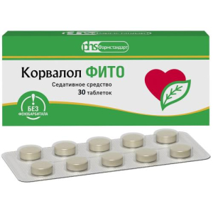 Корвалол фито таблетки 1.16мг + 28мг + 16.4мг №30