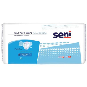 Сени супер классик подгузники для взрослых №30 аир р l(3) лардж 100–150см