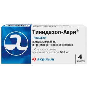 Тинидазол-акри таблетки покрытые пленочной оболочкой 500мг №4 