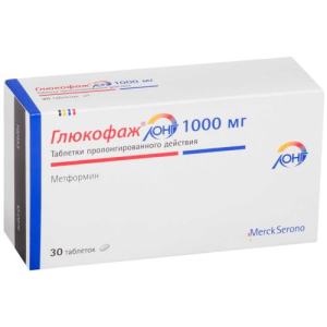 Глюкофаж лонг таблетки с пролонгированным высвобождением 1000мг №30 