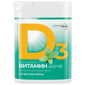 Реалкапс витамин д3 (холекальциферол) таблетки 600ме 200мг №90 мята