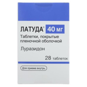 Латуда таблетки покрытые пленочной оболочкой 40мг №28