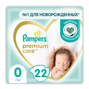 Памперс премиум кэа подгузники детские №22 р.0 до 3кг