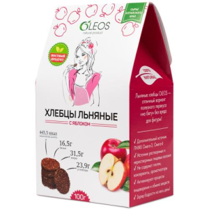 Олеос хлебцы 100г льняные яблоко