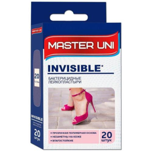 Мастер юни инвизибл лейкопластырь бактерицидный №20 на прозрачной полимерной основе