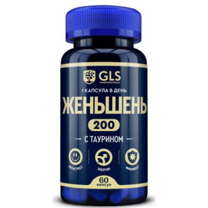 Джи эл эс женьшень капсулы 200мг 400мг №60 с таурином бад