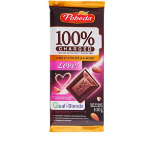 Победа чаржед шоколад 100г темный с миндалем лав