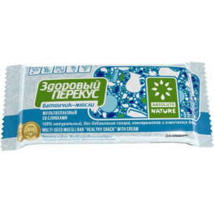 Здоровый перекус батончик-мюсли 55г томленые сливки