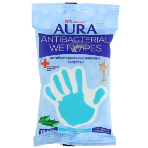Аура антибактериал салфетки влажные  №15 алоэ