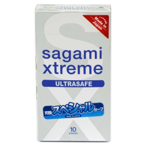 Сагами экстрим ультрасейф презервативы №10 с двойным количеством смазки, латексные