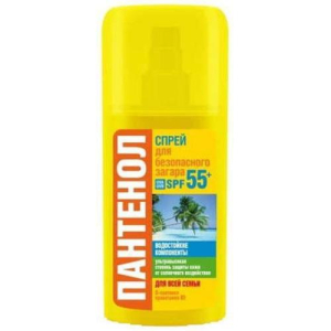 Биокон пантенол спрей 95мл spf55 +  д/безопас загара д/всей семьи