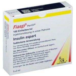 Фиасп раствор для внутривенного и подкожного введения 100ед/мл 3мл №5 картриджи пенфилл