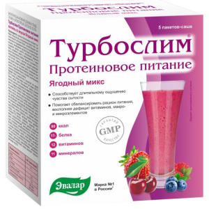 Эвалар турбослим коктейль порошок 36г №5 протеиновый ягодный микс