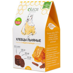 Олеос хлебцы 100г льняные мед + корица