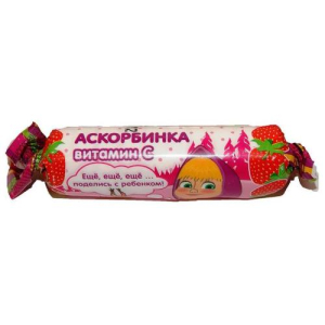 Аскорбинка маша и медведь таблетки жевательные 3.0г №10 вкус клубники крутка