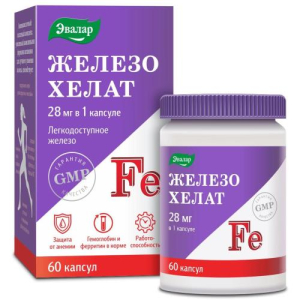 Эвалар железо хелат капсулы 250мг №60 бад