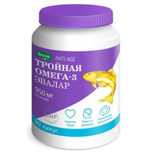 Эвалар анти-эйдж тройная омега-3 капсулы 950мг №80 бад