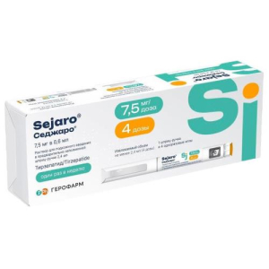 Седжаро раствор для подкожного введения 7,5мг/доза 2,4мл /в комплекте с иглами - 4 шт/