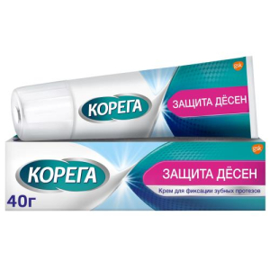 Корега крем для фиксации зубных протезов 40г защита десен