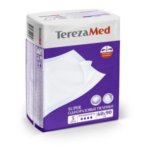 Терезамед пеленки одноразовые впитывающие 60смх90см №5 супер