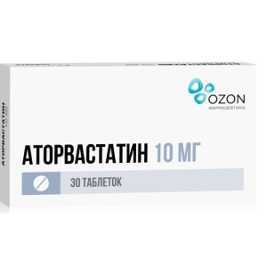 Аторвастатин таблетки покрытые пленочной оболочкой 10мг №30/Озон Фарма