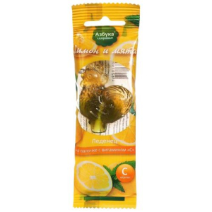 Азбука здоровья леденец на палочке 17г с витамином с лимон + мята